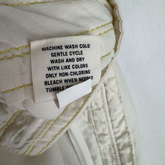 Old Navy Pants Womens 16 Ivory Straight Leg Relaxed Cargo 100% Linen Breathable - Picture 12 of 16